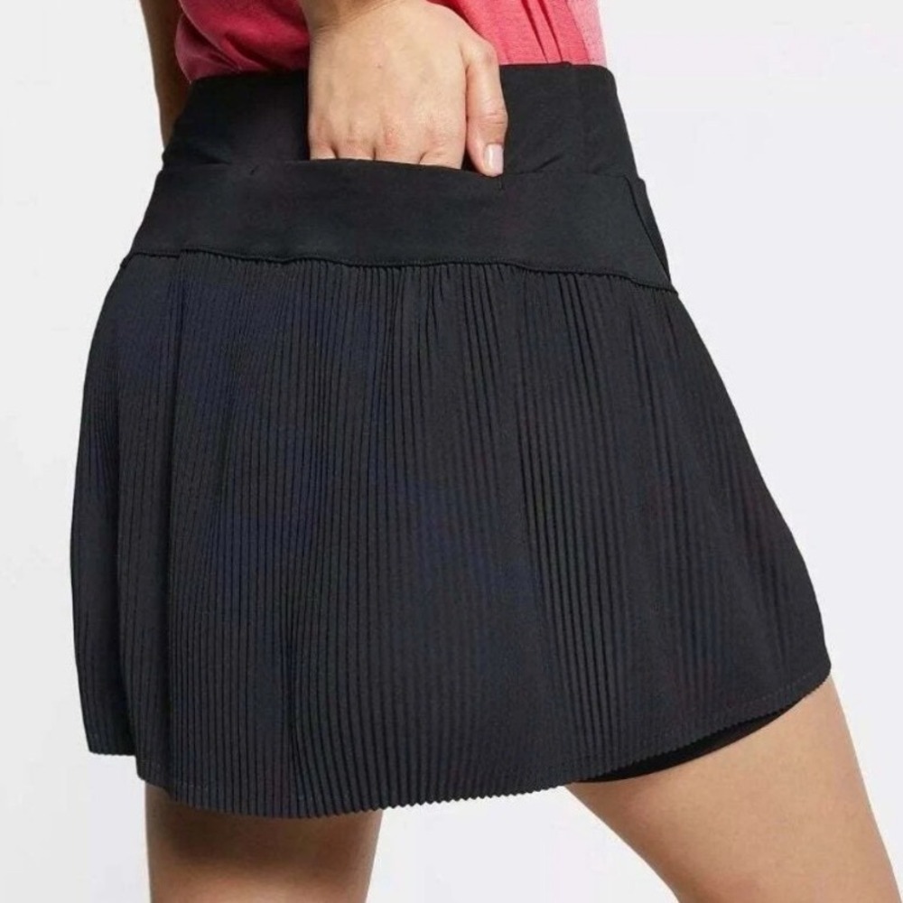 Nike Dri-FIT Black Pleated Tennis Skort Womens Medium Active Skirt with Shorts